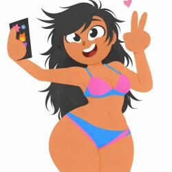 ai_generated armpits bellybutton bikini brown_body brown_skin cute cute_face dark-skinned_female dark_hair dark_skin duolingo smile zari_(duolingo)