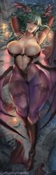 abs big_breasts breasts cleavage clothing cutesexyrobutts darkstalkers female female_only head_wings large_breasts looking_at_viewer morrigan_aensland solo succubus thick_thighs