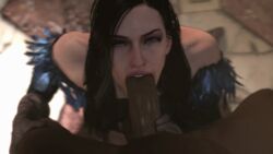 3d animated cd_projekt_red dark-skinned_male dark_skin erection fellatio female interracial large_penis looking_at_viewer male oral oral_sex penis pov spoks straight the_witcher_(series) the_witcher_3:_wild_hunt yennefer