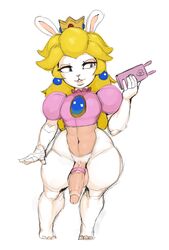 1boy balls bunny_ears cock_ring crossdressing femboy furry girly male male_only mario_(series) mario_+_rabbids mario_+_rabbids:_kingdom_battle penis rabbid rabbid_peach raving_rabbids solo the-nsfw-diner yaoi