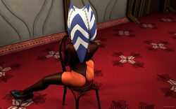 1girls 3d ahsoka_tano alien alien_girl artist_name back_view busty butt_crack chair clone_wars curvy dat_ass female female_only footwear high_heels hourglass_figure humanoid indoors inside jedi kondaspeter legwear mammal orange_skin pose posing room see-through shadow shiny shiny_skin sitting solo spread_legs spreading star_wars stockings the_clone_wars:_season_four thong togruta voluptuous wide_hips