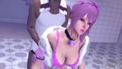 3d animated animated_gif arisha_(vindictus) big_breasts bouncing_breasts bra breasts cleavage dark-skinned_male dark_skin female from_behind interracial laosduude large_breasts male sex straight vindictus