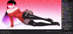 ai_generated bioma506 cecily cecily_yauh chat chat_box gradient_hair livestream mexico one_eye_covered prostitution purple_eyes streaming twitch uncensored virtual_youtuber vtuber yauhchannel