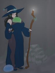1girls big_breasts breast_expansion breasts comic expansion female hitama inflation original original_character slime slime_inflation slime_monster textless witch witch_(witch_tower)