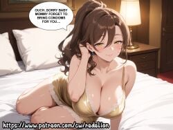 1girls ai_generated bed bedroom bedroom_background bedroom_setting breasts breeding_request cleavage clothed clothed_female clothing condom condoms curtains curvaceous_ass curvaceous_body curvaceous_female curvaceous_figure curvaceous_hips curvaceous_thighs curvy curvy_figure earrings elegant elegant_dress elegant_female engorged_breasts eyeliner female female_focus female_human female_only forgetful half_updo high_quality high_resolution highres huge_breasts inviting inviting_to_sex lamp large_breasts lips lipstick long_hair looking_at_viewer low_ponytail luxury makeup mature mature_body mature_female mature_figure mature_milf mature_woman milf mom mommy morning mother mother_and_child mother_and_son motherly motherly_figure navel_poke older_female older_woman original original_character purple_hair redelion seductive seductive_expression seductive_eyes seductive_look seductive_mouth seductive_pose seductive_smile solo_focus speech_bubble upscaled voluptuous voluptuous_body voluptuous_female warm_light women yokozuwari young_looking_female