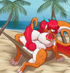 1futa 2018 animal_genitalia animal_penis anthro areola balls beach belly big_breasts breasts canine_penis dickgirl digital_media_(artwork) dragon facial_piercing freckles_(artist) futanari hair hair_over_eyes hammock horn huge_breasts hyper intersex knot nipple_piercing nipples nose_piercing nose_ring open_mouth orange_scales palm_tree penis piercing poppy_(justkindofhere) red_hair scales seaside signature solo solo_futa thick_thighs tongue tongue_out tree wings