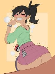 1boy big_ass big_butt bottom_heavy_femboy color color_edit colored colored_sketch colorshun crossdressing crossdressing_male fat_ass femboy game_freak gay gay_male krekk0v kyouya_(pokemon) large_ass male male_only nintendo paxton_(pokemon) pokemon pokemon_legends:_z-a pokemon_trainer rubber shushing smile smile_at_viewer smiley_face smirking
