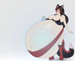 1girls belly_expansion belly_inflation big_breasts breasts comic enormous_belly expansion female glowing_belly glowing_stomach hitama hyper_belly inflation midriff original original_character potion