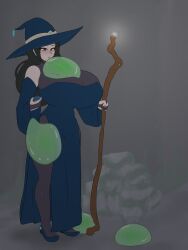 1girls breast_expansion breasts comic expansion female hitama huge_breasts inflation original original_character slime slime_inflation slime_monster textless witch witch_(witch_tower)