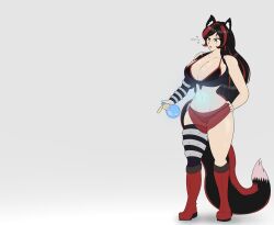 1girls belly_expansion belly_inflation big_breasts breasts comic expansion female hitama inflation midriff original original_character potion