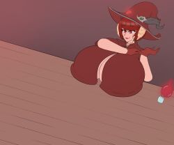 1girls breast_expansion breasts breasts_bigger_than_head breasts_on_table cleavage comic enormous_breasts female hitama hyper hyper_breasts masami_hagane potion textless witch