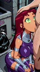 1boy 1boy1girl 1girl1boy 1girls 2d ai_generated ai_video animated big_breasts blowjob breasts dc dc_comics deepthroat fellatio female green_eyes hand_on_head head_grab jiggle jiggling jiggling_breasts long_hair looking_at_another looking_at_partner looking_up male munamauno no_sound on_knees orange_skin red_hair starfire tagme teen_titans throat_fuck ugly_bastard video