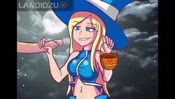 1girls 2018s ahegao animated blonde_hair cum_on_face cumshot handjob landidzu league_of_legends luxanna_crownguard medieval_series sorceress_lux sound tagme unseen_male_face video witch