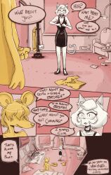 absurd_res anthro ass bbravaa breasts choker cleavage clothed clothing comic deedee_(bbravaa) dialogue discarded_clothing dress ear_piercing felid female genitals guitar hair hair_over_eyes hi_res jewelry male mammal markings masturbation meme mole_(marking) mole_on_breast mole_under_eye mole_under_mouth murid musical_instrument necklace no_nut_november no_nut_sabotage nude penis piercing plucked_string_instrument polly_(bbravaa) rodent short_hair speech_bubble string_instrument tail text