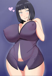 1girls alternate_breast_size alternate_outfit big_breasts black_panties blue_hair blush boruto:_naruto_next_generations breasts curvy female female_only hyuuga_hinata licking_lips lingerie looking_away milf naruto negligee nipples oppai panties purple_eyes short_hair signum_(nanohanano77) solo solo_focus source_request thick thick_thighs wide_hips