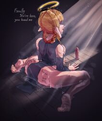 blonde_female blonde_hair bodysuit candle elf elf_ears elf_female elf_girl female legs lumiel_atoris marked nun nun_outfit open_mouth original_character pigtail religion sabapuf sin steam sweating wet