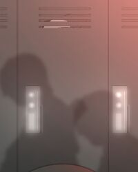 1girls breast_expansion breasts comic female hitama inside_locker locker original original_character textless