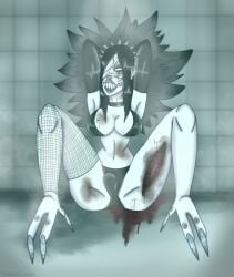 1boy alternative_fashion armgloves armpits ass bandage bandages bdsm_outfit big_ass big_breasts big_butt bird_feet bite bite_mark_on_breast bite_mark_on_thigh bite_marks black_hair blood breasts bubble_ass bubble_butt bulge choker claws clothing coldheart_taiga coldheart_taiga_(artist) curvaceous curvy_figure dark dark_atmosphere demon demon_boy demon_humanoid digital_art digital_drawing dressed edgy erect_penis erection erection_under_clothes eroguro fishnets gore goth hell hickey hips hips_wider_than_shoulders horror latex_clothing latex_gloves latex_panties latex_suit long_hair makeup male male_only not_ai_generated oc original_character pale-skinned_male pale_skin partially_clothed partially_nude partially_nude_male penis sharp_teeth spikes