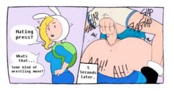 1boy 1girls ? adventure_time anus ass backpack bag blonde_hair bottomless bouncing_balls breasts cartoon_network clothing comic erection female finn_the_human fionna_the_human_girl human instant_loss_2koma looking_at_viewer male mating_press misplacedlines no_panties open_mouth penetration penis pussy selfcest sex spread_legs straight testicles text unseen_male_face vaginal_penetration veins veiny_penis