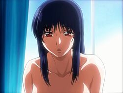 animated animated_gif blue_hair breasts female hairy_pussy hiiragi_kaname long_hair looking_at_viewer nee_chanto_shiyou_yo nipples nude panties pubic_hair pussy red_eyes screencap screenshot solo undressing unshaved_pussy