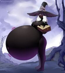 1girls belly belly_bulge big_belly big_belly_bulge big_boobs big_breasts black_skin black_skinned_female boobs bottomless bottomless_female breasts elden_ring elden_ring_nightreign female female_focus female_only fromsoftware large_boobs large_breasts looking_at_viewer metalforever recluse_(elden_ring) recluse_(nightreign) side_view solo solo_female solo_focus stuffed stuffed_belly witch witch_hat