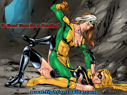 anna_marie avengers beaten blood carol_danvers catfight defeated fight headband marvel marvel_comics ms._marvel_(carol_danvers) nichx rogue_(x-men) straight_hair torn_clothes x-men