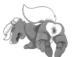 1boy all_fours animal_crossing anthro anus ass backsack balls black_and_white boots embarrassed gaping gaping_anus glitter_trap_boy hat kicks_(animal_crossing) looking_at_viewer looking_back male male_only mammal marker_(artwork) monochrome nintendo nude open_mouth presenting presenting_hindquarters raised_tail rear_view skunk solo traditional_media_(artwork) video_games