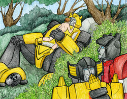 bumblebee bumblebee_(transformers) gay sideswipe spike_witwicky sunstreaker transformers