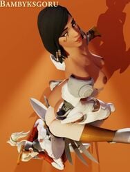 3d animated bambyksgoru blonde_hair breasts dark-skinned_female dark_skin dildo double_dildo double_ended_dildo female female_only interracial jackal_pharah mercy nipples no_sound overwatch pharah qass riding sitting sitting_on_person tagme tattoo vaginal vaginal_penetration video yuri