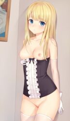 areolae bottomless corset high_resolution large_filesize light-skinned_female n.g. nipples source_request stockings thighhighs topless very_high_resolution white_gloves