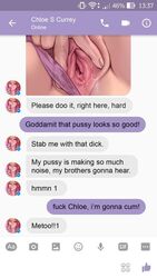 blue_eyes chloe_(melkor_mancin) chloe_currey clothed clothed_female comic dialogue english english_text female horny male melkor_mancin original panties panties_aside phone presenting pubic_hair pussy pussy_juice red_hair spread_pussy tagme text text_message young