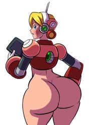 1girls alia armor ass axel-rosered big_ass big_butt blonde_hair blue_eyes blush bottomless dat_ass edit eyelashes fat_ass fat_butt female female_only from_behind gloves hand_on_hips huge_ass huge_butt looking_at_viewer looking_back mega_man mega_man_x open_mouth short_hair smile solo tablet teeth thick_thighs thin_waist third-party_edit white_background wide_hips