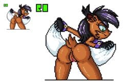 anthro ass clothing digital_media_(artwork) female fur mammal nicole_the_lynx pixel_art pussy randomobliquity_(artist) solo sonic_(series) sprite sprite_sheet transparent_background