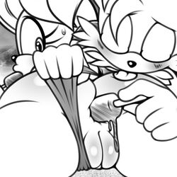 anal anal_sex anthro anus ass bat blush butt_lick canine clitoris closed_eyes duo eyelashes female food fox fur hyoumaru improvised_dildo improvised_sex_toy licking looking_back lying male mammal monochrome on_front penetration popsicle popsicle_in_ass popsicle_insertion pussy rouge_the_bat sex sonic_(series) straight sweat tails tongue tongue_out