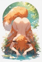 ai_generated animal_genitalia ass big_ass big_breasts breasts ears_back fox legs long_hair nude
