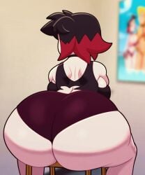 1girls animated animated_gif art_trade ass big_ass big_breasts black_hair bottom_heavy bouncing_ass breasts bubble_butt chair choker crop_top dat_ass fat_ass female female_only gif goth goth_girl huge_ass indoors jiggle jiggling_ass large_ass massive_ass n-kosi n-kosi_(coloring) original panties pawg poster rear_view red_highlights ruby_(zrfurious) shortstack sitting sitting_backwards sitting_on_chair solo thick_ass thick_thighs thunder_thighs twerking wide_hips wobbling_ass