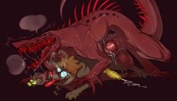 anal anal_sex animal_genitalia animal_penis balls big_balls black_background bodily_fluids canid canine canine_genitalia canine_penis canis cum cum_while_penetrated domestic_dog duo ejaculation eyewear feral feral_on_feral gaafus genital_fluids genitals glasses green_penis hi_res huge_balls looking_pleasured male male/male male_feral mammal monster paws penetration penis red_teeth scp-939 scp_foundation sharp_teeth shrimpdog_(lemontastictobster) simple_background teeth tongue tongue_out vein veiny_penis veiny_skin wearing_glasses