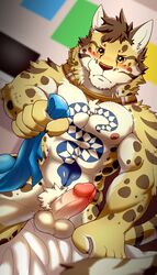 1boy 2017 abs anthro biceps clouded_leopard digital_media_(artwork) feline fur leopard likulau male male_only mammal muscular muscular_male nekojishi nipples pecs solo spots tattoo zicker