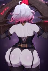1girls ai ai_generated ass ass_focus back_view big_ass briar_(league_of_legends) bubble_ass bubble_butt clothing colored_skin dat_ass female female_only gradient_hair gray_hair grey_skin league_of_legends lingerie lingerielover multicolored_hair pale-skinned_female pale_skin pink_hair round_ass short_hair solo_focus white_hair