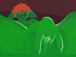 ass bite biting_lip blush bodily_fluids breasts canid canine claws digital_media_(artwork) ear_piercing ear_ring fangs female finger_fuck fingering freckled_butt freckled_face freckles genital_fluids goblin goob_thebackyard green_body green_ears green_skin hair kerotheklutz light lighting mammal nipples nude orange_hair orgasm penetration piercing pointy_ears ring_piercing short_stack simple_background solo teeth vaginal_penetration
