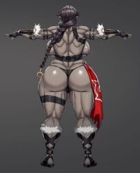 1futa abs armband back_view balls bare_shoulders big_ass big_breasts black_hair boots breasts busty cleavage clothing curvy fingerless_gloves futa_only futanari gloves gray_skin hourglass_figure huge_breasts humanoid intersex long_hair muscles muscular muscular_futanari original_character pointy_ears pose posing saxwakuy shiny shiny_skin sideboob simple_background solo spread_legs spreading standing thick_thighs thong underboob voluptuous wide_hips