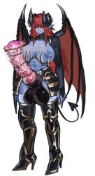 armor barbed_penis breasts demon_girl functionally_nude futanari horns horsecock miaojiangyou nude piercings succubus tail