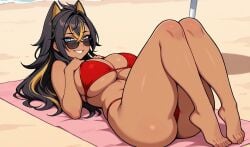 1female 1girls 2d ai_generated ass ass_cheeks barefoot beach beach_towel beach_umbrella beautiful beautiful_females big_ass big_ass_cheeks big_breast big_butt bikini black_hair blue_eyes breasts bubble_butt butt_cheeks buttocks cameltoe civitai cleavage clothed clothed_female clothing curvaceous curvy curvy_female curvy_figure dark-skinned_female dark_skin dat_ass dehya_(genshin_impact) fat_ass fat_butt female female_focus female_only fireandflame g-string genshin_impact hair happy hourglass_figure hoyoverse huge_ass huge_butt humanoid laying_down laying_on_back laying_on_towel long_hair mihoyo outside red_bikini round_ass round_butt sand self_upload sexy sexy_female shiny shiny_skin skindentation slim_waist smile solo solo_female streaked_hair sumeru_girls sunglasses thicc thick_ass thick_butt thick_legs thick_thighs thighs thin_waist thong towel uncensored voluptuous voluptuous_female wide_hips