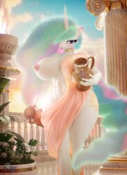 1girls 3d anthro areolae big_breasts breasts busty equine female female_only friendship_is_magic furry furry_only hair_over_one_eye hooves-art horn huge_breasts jar large_breasts looking_at_viewer milk multicolored_hair multicolored_tail my_little_pony nipples no_bra no_panties one_breast_out png princess_celestia_(mlp) royalty solo sunlight thick_thighs toga white_body wide_hips