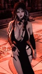 au_ra big_breasts breasts clothing countess fangs female final_fantasy_xiv morri vampire_girl