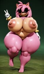 3d 3d_ai ai_art ai_generated amy.exe amy_rose barefoot big_ass big_breasts big_butt black_sclera blood_on_face blood_stain boots breasts breasts_out completely_nude creepy_smile creepypasta forest_background full_body looking_at_viewer naked naked_female nipples nude_female peace_sign pillar_chase_2 pink_fur pink_hair red_eyes sega sonic.exe sonic.exe_(series) sonic_(series) sonic_the_hedgehog_(series) sweat sweating thick_thighs thorn_(pillar_chase_2) vulkyasha vulkyasha_(style)