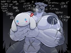 adorable anthro athletic_female big_breasts cinnamoroll cute drydude female happy huge_breasts lactation muscular_female pit_bull plushie wholesome