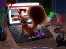 2018 absurd_res all_fours anal_beads anus balls computer dark hi_res inside laptop looking_back lube male male_only mammal messy mouse night presenting reed_(scuzzyfox) reed_scuzzyfox rodent scuzzyfox semi-anthro sex_toy solo spread_legs spreading squirrel stomach_bulge table webcam