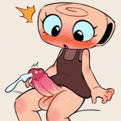 1futa ai ai_assisted ai_generated beige_skin big_balls big_penis black_eyes blush blushing bottomless brown_dress cock cum cumming cumshot dandy's_world futa_only futanari intersex non-human penis roblox shelly_(dandy's_world) shocked solo solo_focus tensor_art