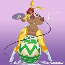 alternate_version_available april_o'neil april_o'neil_(tmnt_1987) big_breasts breasts bunny_ears bunny_tail bunnysuit dark-skinned_female dark_skin easter easter_egg egg egg_laying female high_heel_boots huge_breasts hyper_pussy jacques00 lactating lactation lips milk milk_squirt puffy_pussy pussy pussy_juice skin_tight tan_skin teenage_mutant_ninja_turtles thick_thighs thighs tmnt_1987